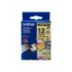 Brother TZ-FA63 Fabric Iron on Tape Blue Printing on Yellow Tape (12mm Width 3 Metres in Length)