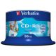 Verbatim CD-R 80 Min White Inkjet Printable 50 Pack Spindle 52x