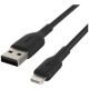 BELKIN 1M USB-A TO LIGHTNING CABLE, BRAIDED BOOST CHARGE, BLACK, 2 YRS