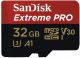 SanDisk 32GB microSD Extreme Pro SDHC SQXCG 100MB/s 90MB/s V30 U3 C10 UHS-1 4K UHD Shock temperature water & X-ray proof with SD Adaptor,FMS-MSDEXTREMEP-032G