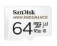 SanDisk 64GB High Endurance microSDHC™ Card  SQQNR 5,000 Hrs UHS-I C10 U3 V30 100MB/s R 40MB/s W SD adaptor 2Y