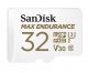 SanDisk 32GB MAX High Endurance microSDHC™ Card  SQQVR 15,000 Hrs UHS-I C10 U3 V30 100MB/s R, 40MB/s W SD adaptor 3Y