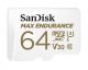 SanDisk 64GB MAX High Endurance microSDHC™ Card  SQQVR 30,000 Hr Hrs UHS-I C10 U3 V30 100MB/s R, 40MB/s W SD adaptor 5Y