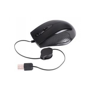 Laser MOUSE-Z600 USB Optical 3D Mouse, Black, Retractable